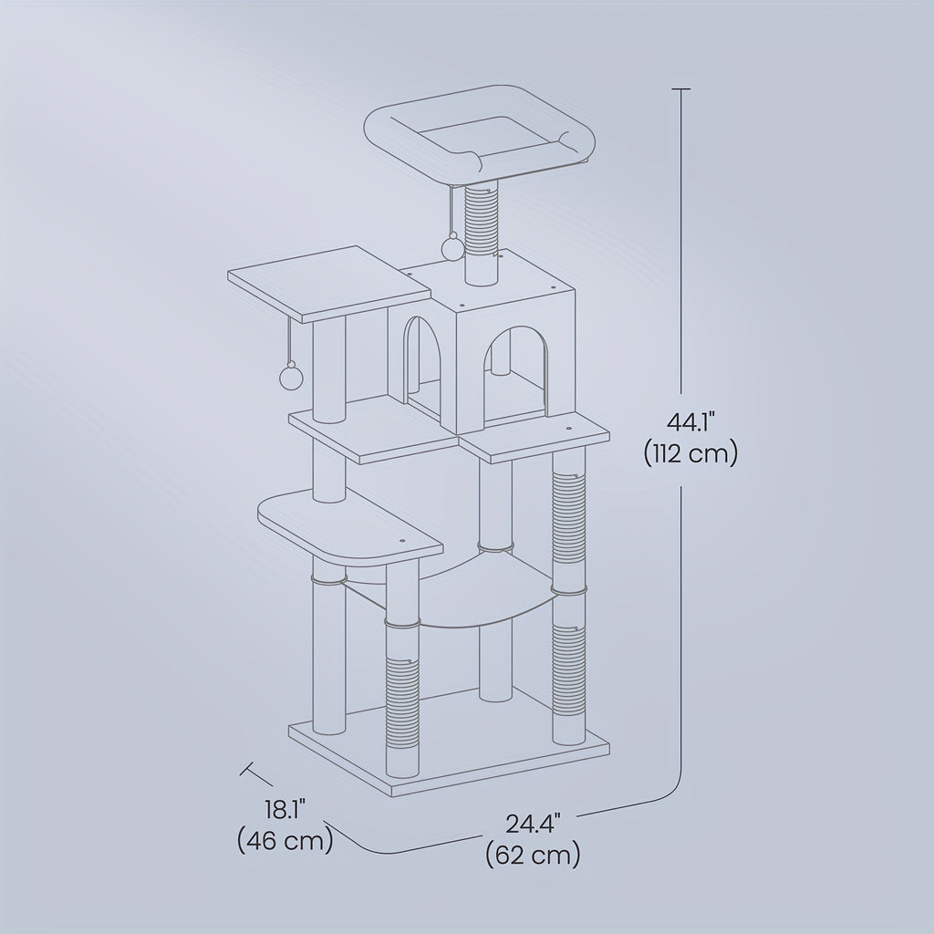Albero per Gatti Feandrea Multi-Livello | Tiragraffi, Amaca e Grotta