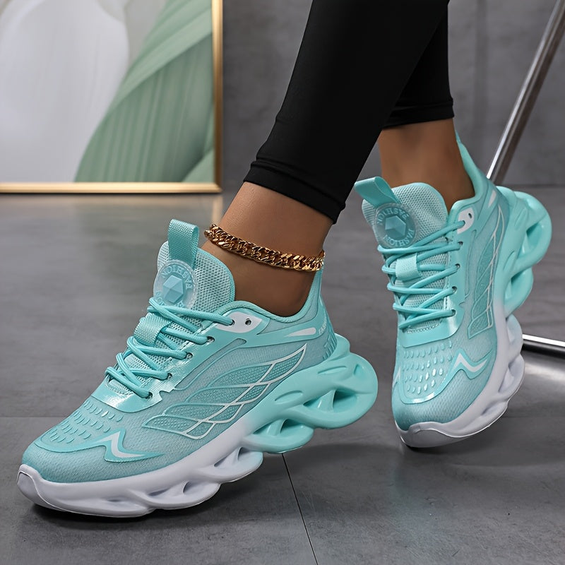 Sneakers da Donna in Mesh Traspirante - Calzature Sportive Leggere con Suola Phylon, Effetto Rialzante, Design Blu e Bianco, Comfort per Tutte le Stagioni