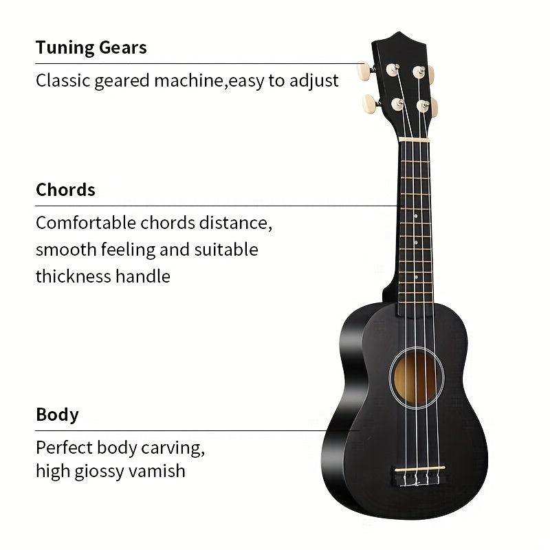 Ukulele Professionale 53,34 cm con Zaino, Tracolla, Corde e Panno - 3 Plettri Inclusi