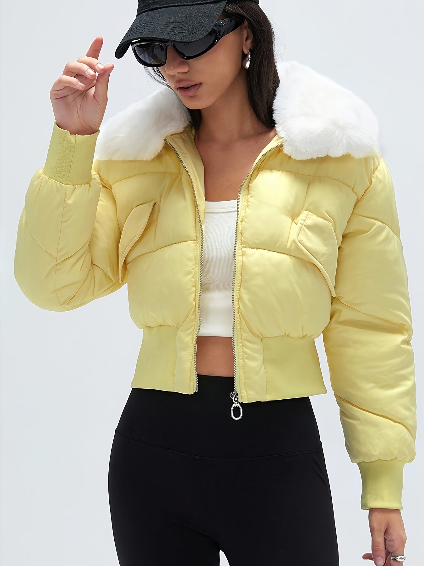 Piumino Donna Ispirazione Medio-Orientale con Collo Foderato e Tasche - Cappotto Invernale Imbottito, Lavabile in Lavatrice, Lunghezza Corta, Elegante Capospalla