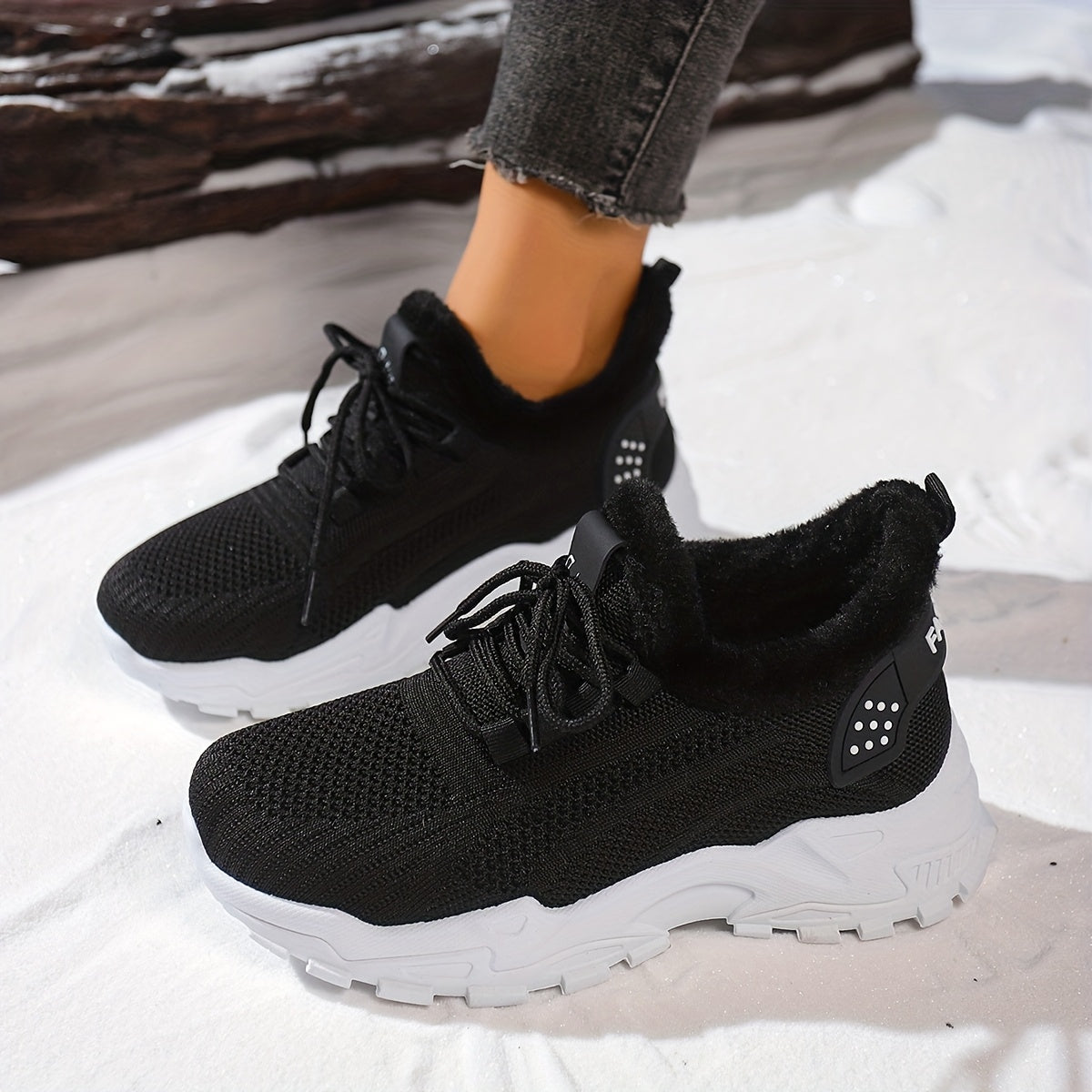 Stivaletti Invernali da Donna con Pelliccia - Stivaletti Corti Grigio/Bianco a Punta Tonda, Allacciatura alla Caviglia e Suola in PVC Antiscivolo per Ghiaccio - Comfort per Sci, Passeggiate e Viaggi (Leggeri)