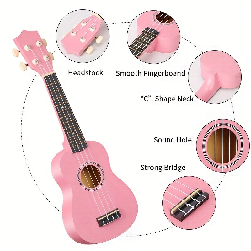 Ukulele Professionale 53,34 cm con Zaino, Tracolla, Corde e Panno - 3 Plettri Inclusi