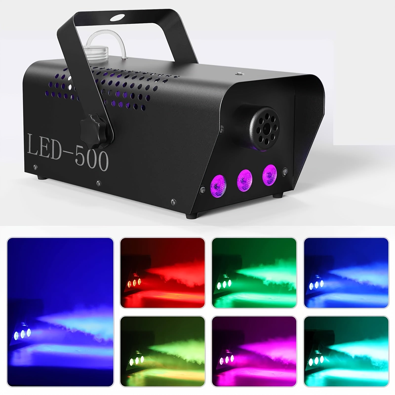 Macchina Nebbia Fumo 500W con Telecomando | 3 Luci LED RGB per Feste, Effetti DJ e Palco, Struttura in Lega di Alluminio, Alimentazione 220V-240V