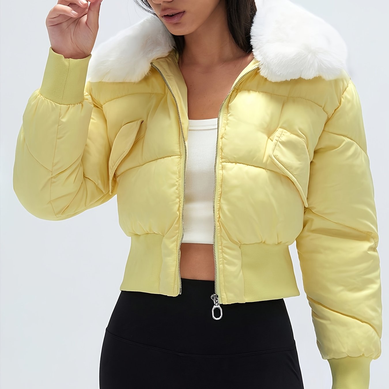 Piumino Donna Ispirazione Medio-Orientale con Collo Foderato e Tasche - Cappotto Invernale Imbottito, Lavabile in Lavatrice, Lunghezza Corta, Elegante Capospalla