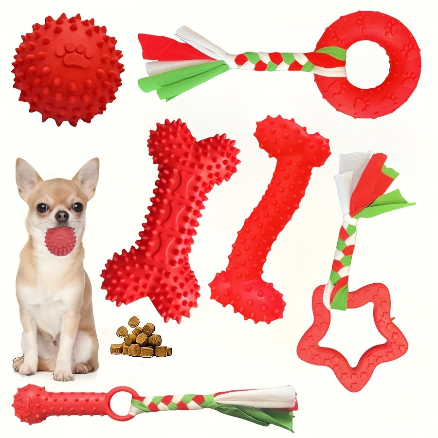 Set 6 Giocattoli da Masticare per Cuccioli - Gomma Resistente e Atossica