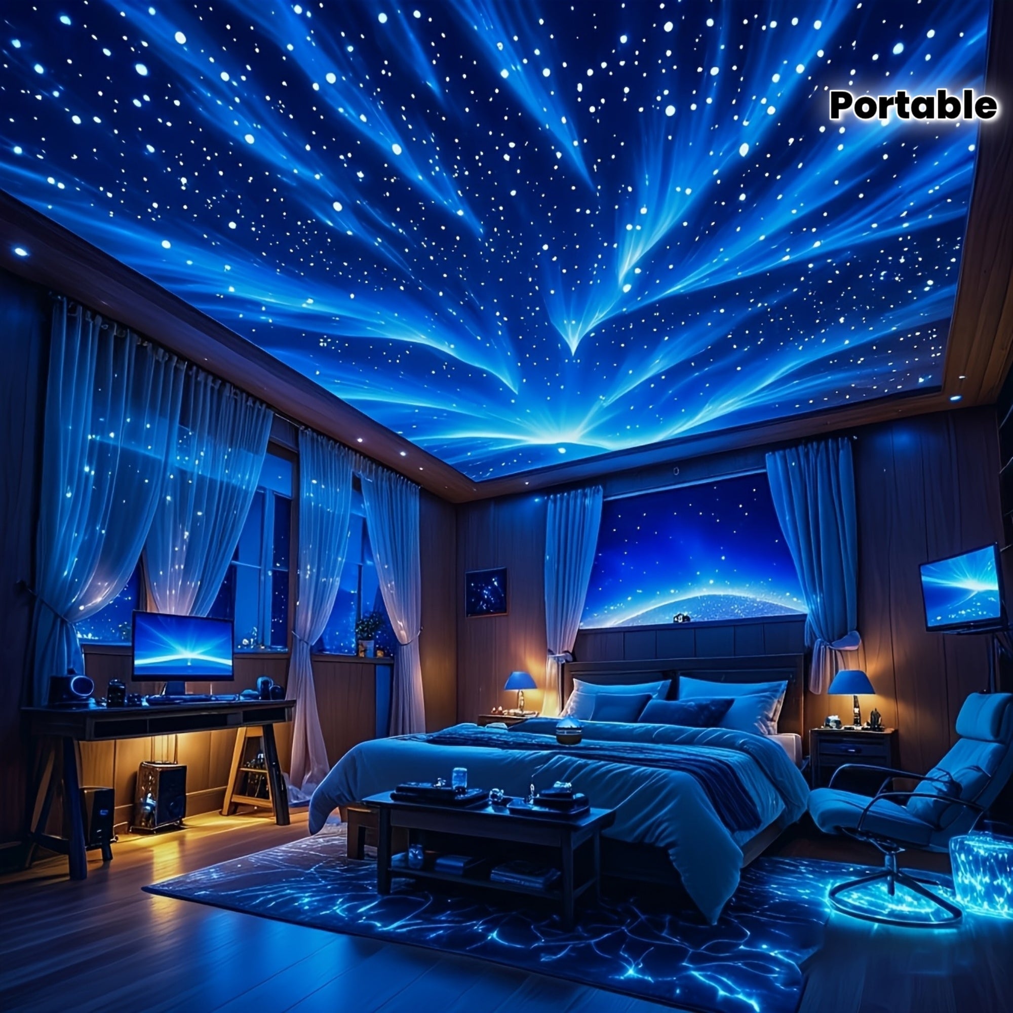 Lampada a Proiezione LED, Effetto Nebulosa con Alimentazione USB e Telecomando - Proiettore Galassia per Camera da Letto, Luce Notturna Ideale per Feste, Compleanni e Decorazione Casa