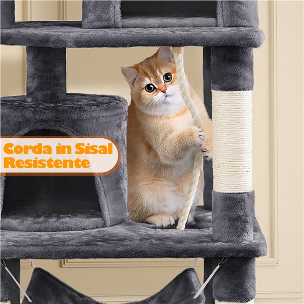 Albero per Gatti Multi-Livello 158cm | Tiragraffi con Amache e Piattaforme | Costoffs