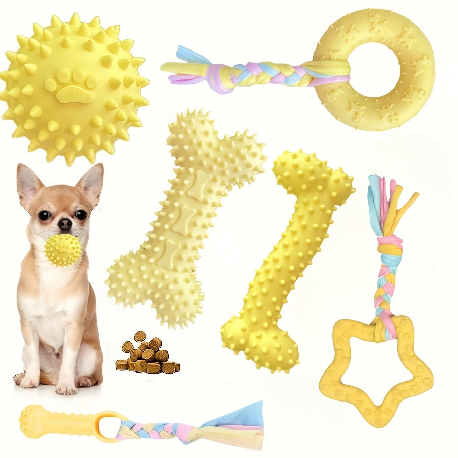 Set 6 Giocattoli da Masticare per Cuccioli - Gomma Resistente e Atossica