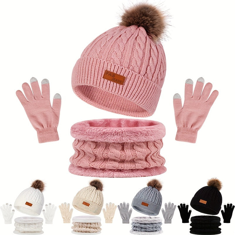 Set Invernale Tre Pezzi: Cappello, Sciarpa e Guanti Touch Screen - Elegante Coordinato Termico per Adulti