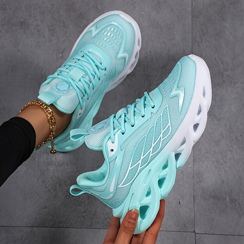 Sneakers da Donna in Mesh Traspirante - Calzature Sportive Leggere con Suola Phylon, Effetto Rialzante, Design Blu e Bianco, Comfort per Tutte le Stagioni