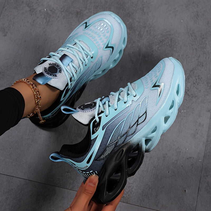 Sneakers da Donna in Mesh Traspirante - Calzature Sportive Leggere con Suola Phylon, Effetto Rialzante, Design Blu e Bianco, Comfort per Tutte le Stagioni