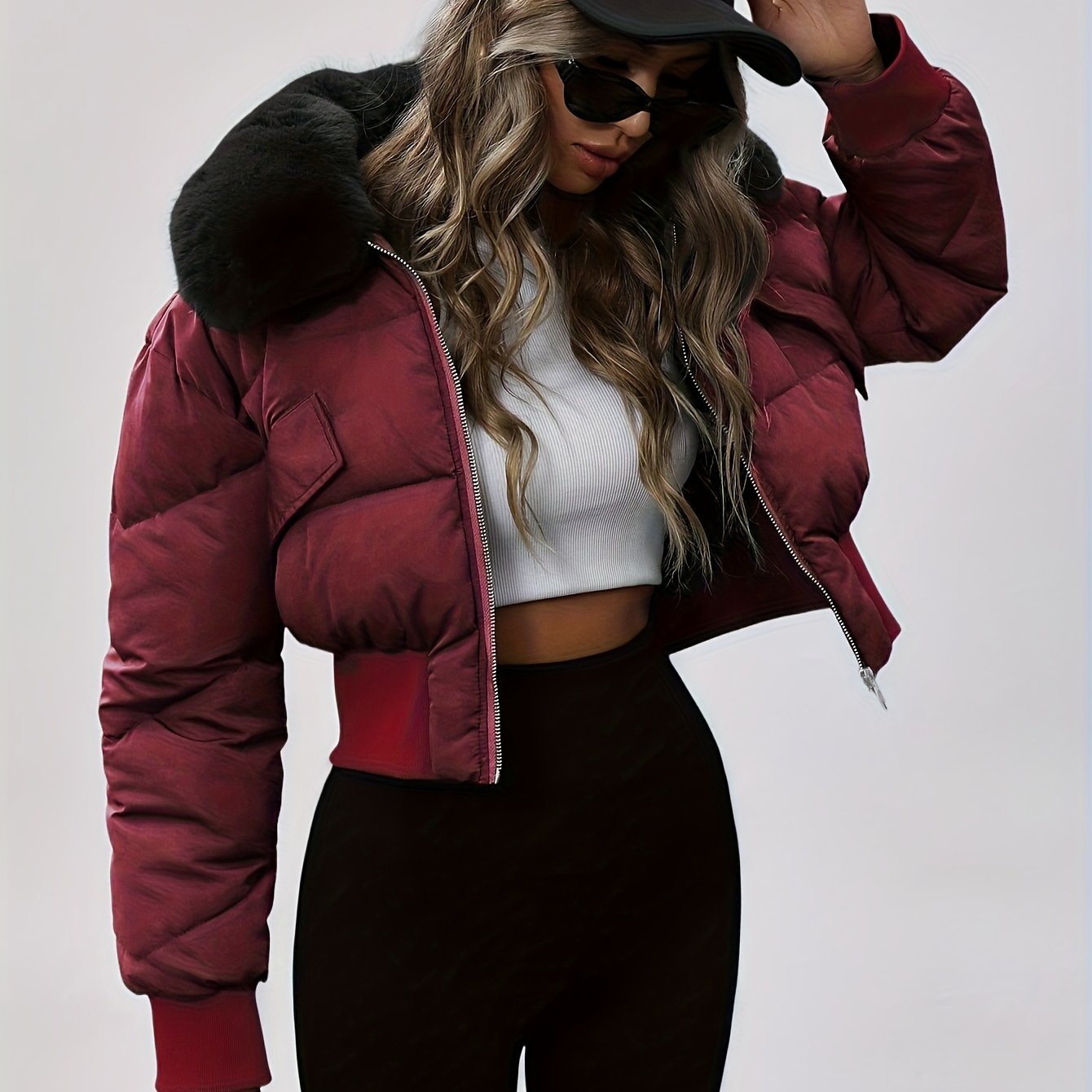 Piumino Donna Ispirazione Medio-Orientale con Collo Foderato e Tasche - Cappotto Invernale Imbottito, Lavabile in Lavatrice, Lunghezza Corta, Elegante Capospalla