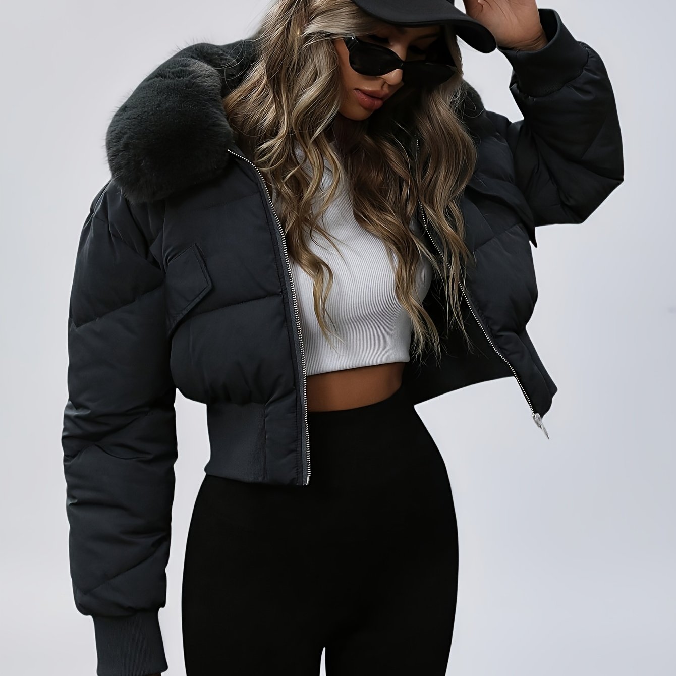 Piumino Donna Ispirazione Medio-Orientale con Collo Foderato e Tasche - Cappotto Invernale Imbottito, Lavabile in Lavatrice, Lunghezza Corta, Elegante Capospalla