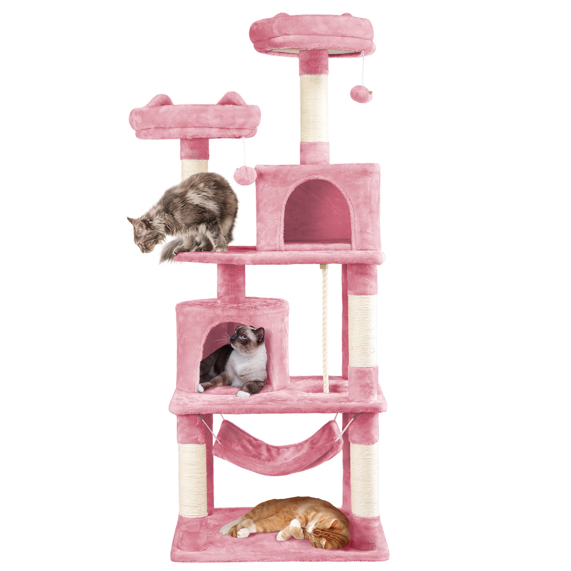 Albero per Gatti Multi-Livello 158cm | Tiragraffi con Amache e Piattaforme | Costoffs