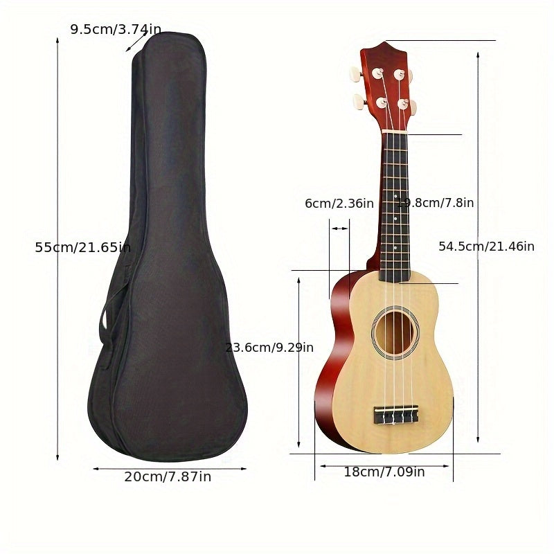 Ukulele Professionale 53,34 cm con Zaino, Tracolla, Corde e Panno - 3 Plettri Inclusi