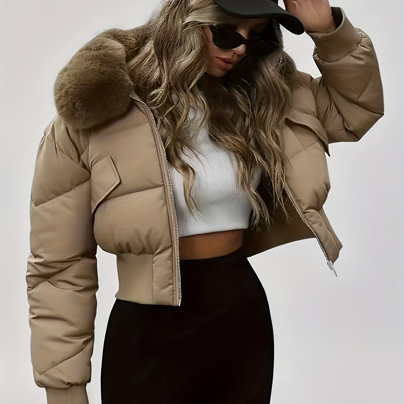 Piumino Donna Ispirazione Medio-Orientale con Collo Foderato e Tasche - Cappotto Invernale Imbottito, Lavabile in Lavatrice, Lunghezza Corta, Elegante Capospalla