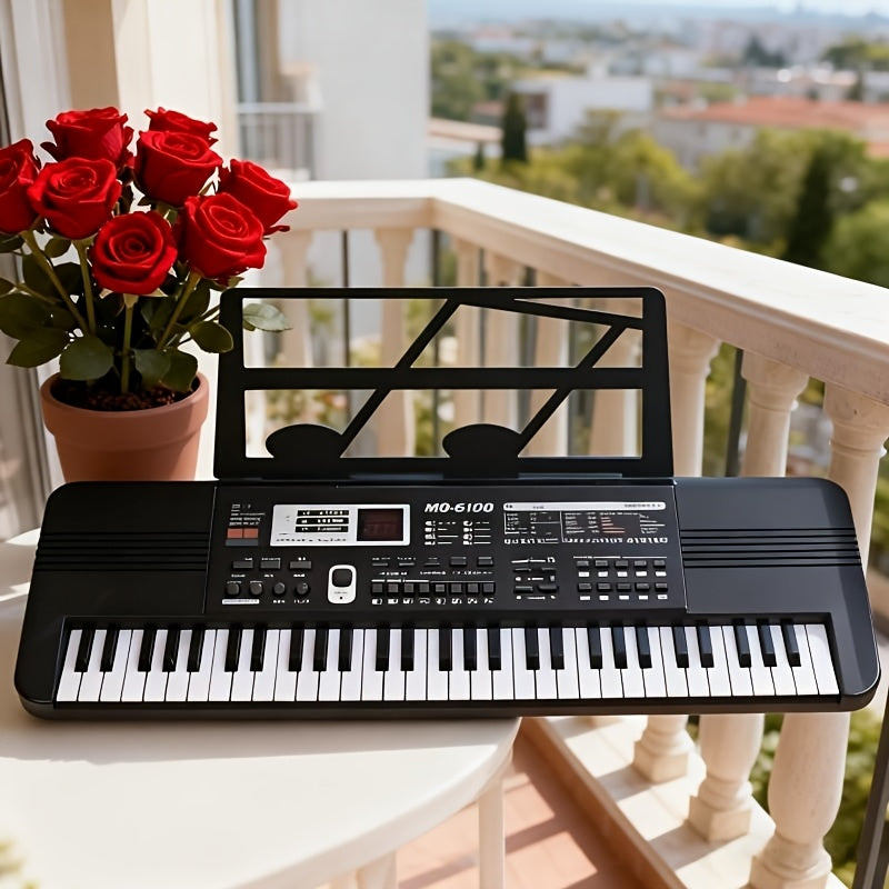 Tastiera Elettronica Portatile 61 Tasti, 6 Canzoni Demo, 16 Voci, 10 Ritmi, 8 Strumenti a Percussione, 2 Funzioni di Apprendimento, Controllo Effetti Sonori, Accordi, Volume e Tempo, Display Digitale