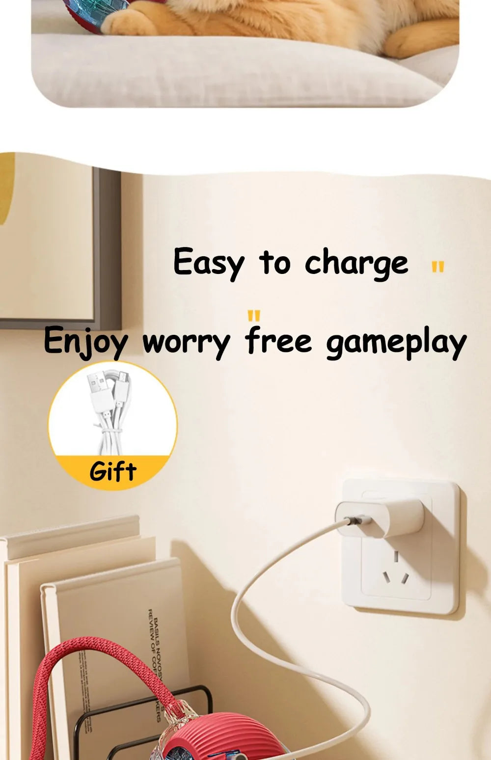 Palla Interattiva Smart per Gatti - Rotolamento Automatico Ricaricabile, Coda Finta, Addestramento Cani Gatti Simula Topo