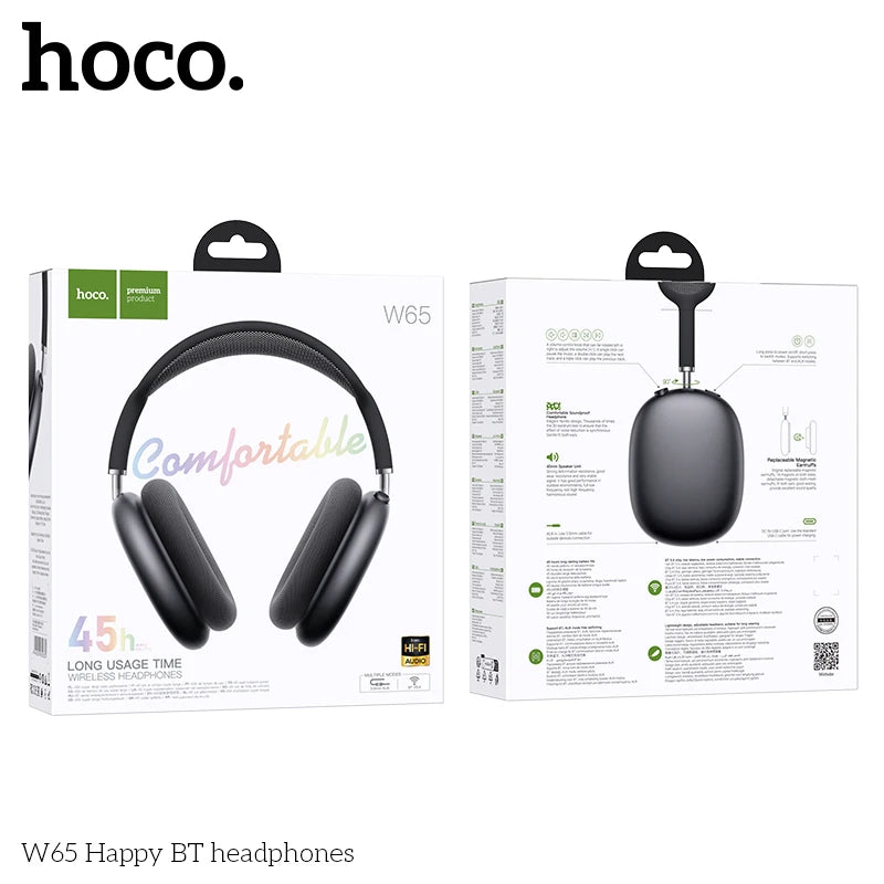 Cuffie Bluetooth HOCO W65 5.4 Over-Ear - HiFi Audio, Sport Gaming, Microfono, 45h Autonomia
