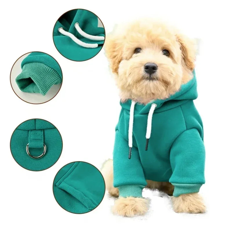 Felpa Cappuccio Cani Piccoli Medi, Gilet Outdoor Caldo Fleece Bulldog Husky Cuccioli Gatti