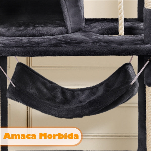 Albero per Gatti Multi-Livello 158cm | Tiragraffi con Amache e Piattaforme | Costoffs