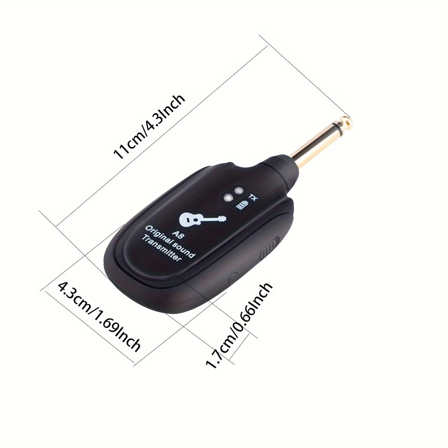 Sistema Wireless Professionale per Chitarra Elettrica - Ricevitore e Trasmettitore con Connettore Metallico Robusto, Ricaricabile USB, 2.4G/3G/4G/5G, Design Elegante, Colore Nero