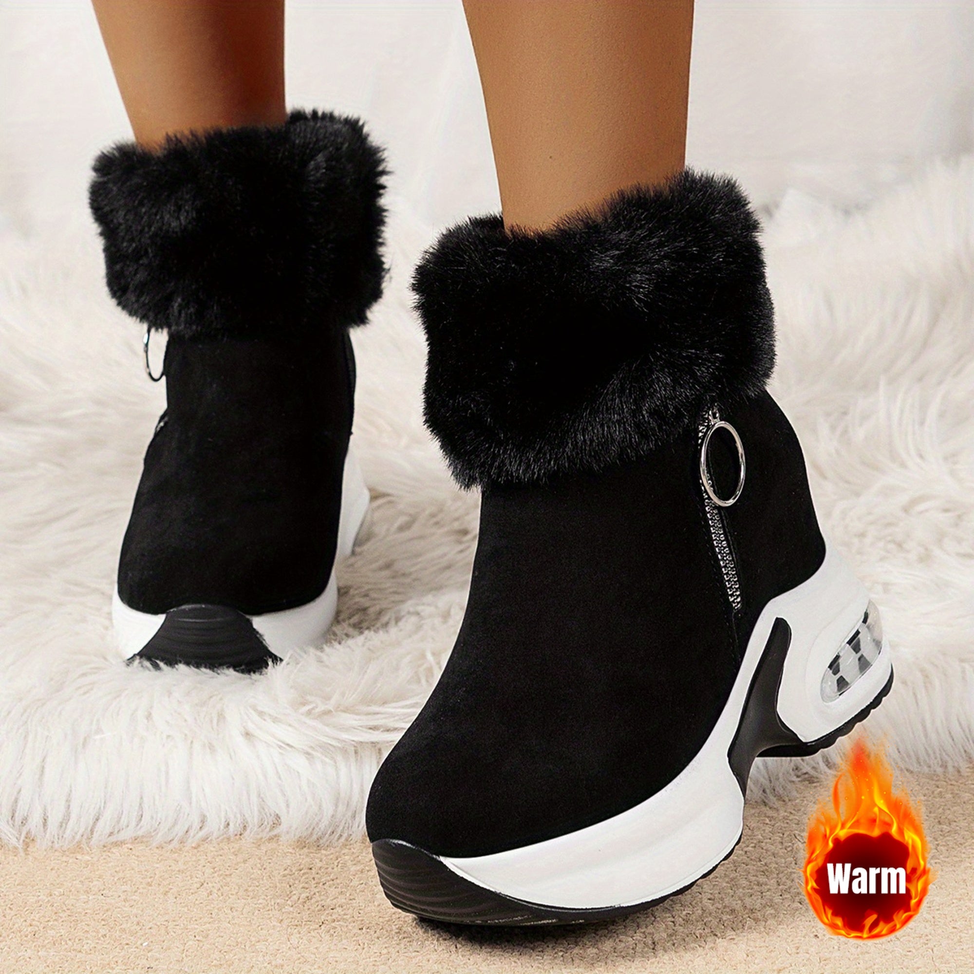 Stivaletti Donna con Plateau Chunky MZMQS - Scarpe Invernali con Chiusura a Zip e Suola Antiscivolo