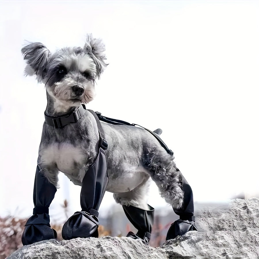 Scarpette Impermeabili per Cani con Cinghie Regolabili - Scarpe 4 Stagioni Antiscivolo Fodera Calda Riflettenti Lavabili Poliestere per Tutte le Taglie