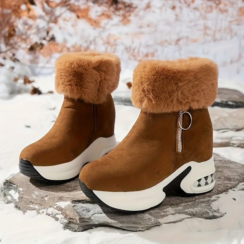 Stivaletti Donna con Plateau Chunky MZMQS - Scarpe Invernali con Chiusura a Zip e Suola Antiscivolo
