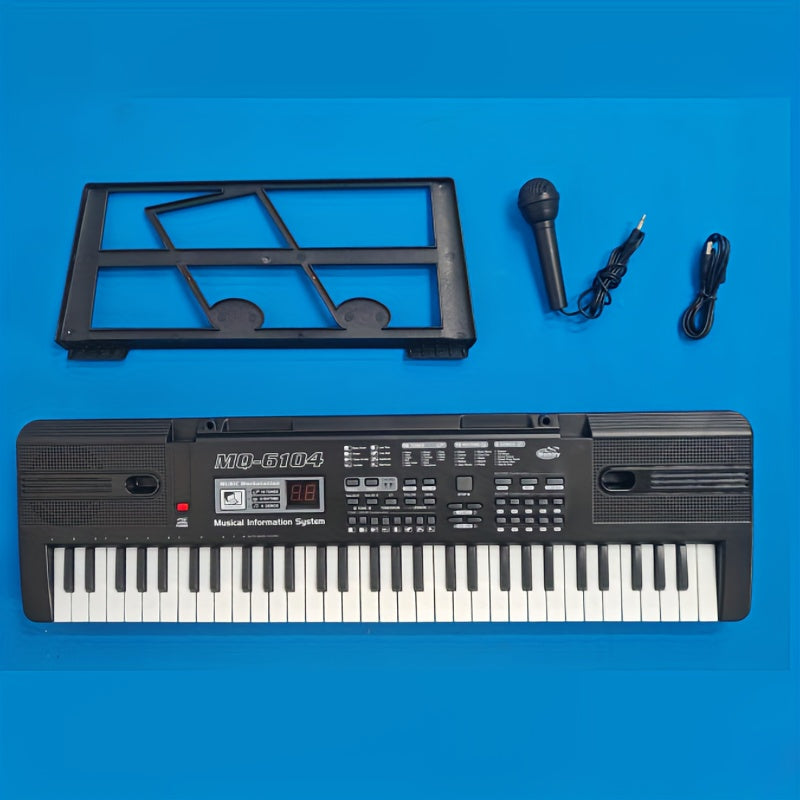 Pianoforte Digitale Portatile 61 Tasti con Microfono Integrato - Piano Elettrico Full Size, Alimentazione USB/Batteria, Design Leggero e Compatto per Casa, Viaggio, Studio - Ideale per Principianti e Adulti
