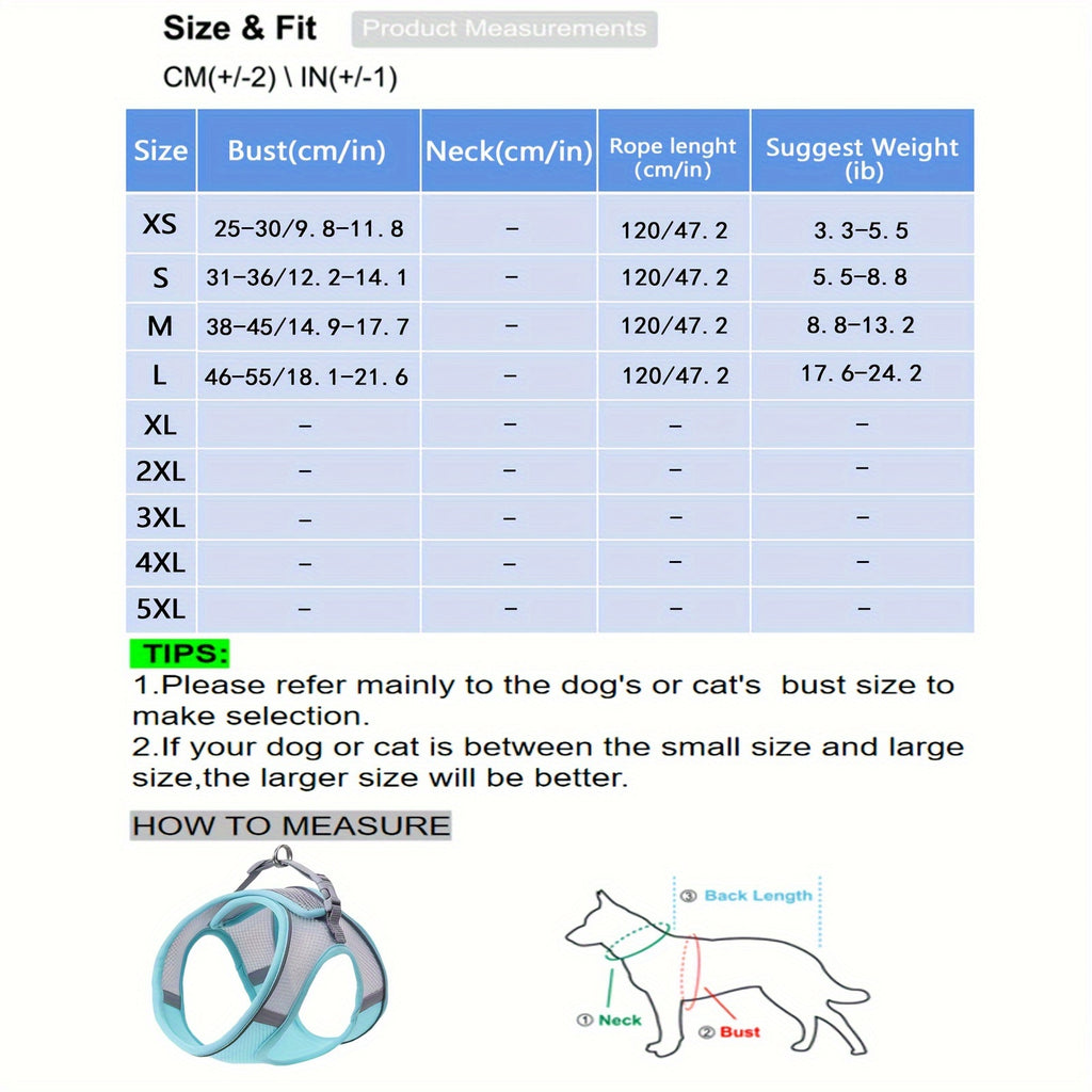Pettorina Comoda e Sicura per Animali - Gilet Mesh Morbido Cani Gatti con Striscia Riflettente per Cani Piccoli