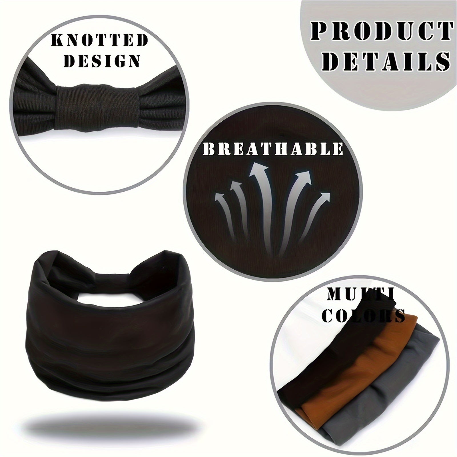 Set 3 Fasce Capelli Larghe Elastiche Bohémien - Yoga e Palestra