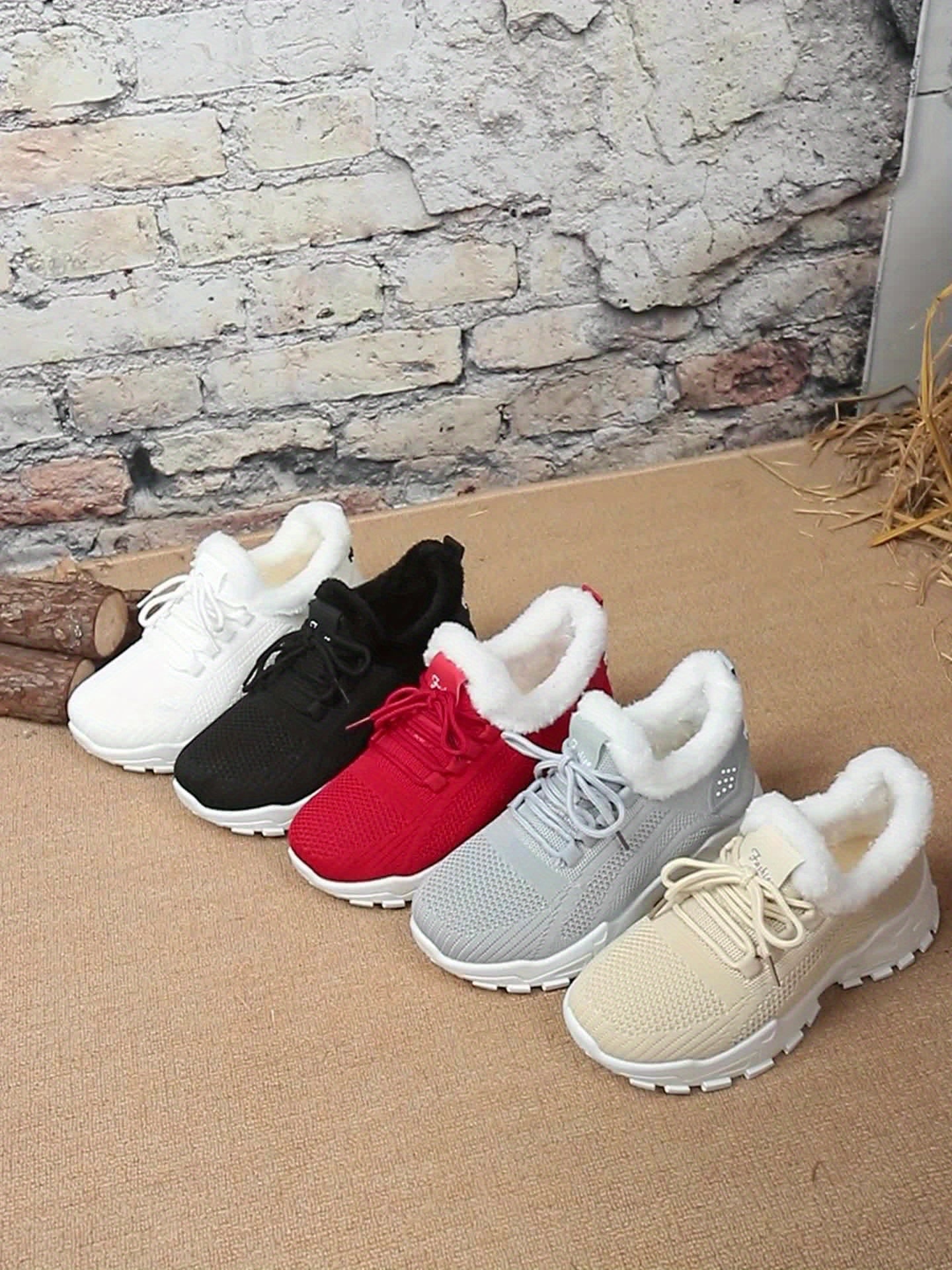 Stivaletti Invernali da Donna con Pelliccia - Stivaletti Corti Grigio/Bianco a Punta Tonda, Allacciatura alla Caviglia e Suola in PVC Antiscivolo per Ghiaccio - Comfort per Sci, Passeggiate e Viaggi (Leggeri)