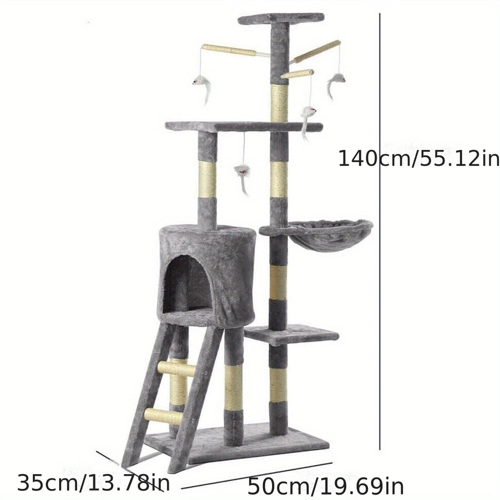 Torre Tiragraffi Multi-Livello 140cm - Centro Attività per Gatti