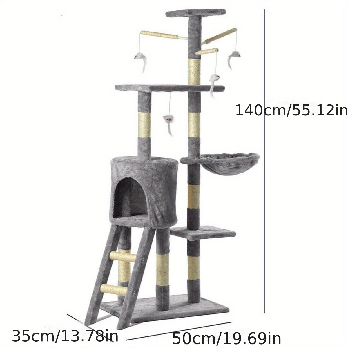 Torre Tiragraffi Multi-Livello 140cm - Centro Attività per Gatti