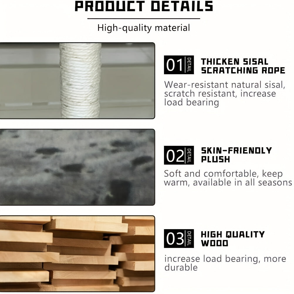 Torre Tiragraffi Multi-Livello 140cm - Centro Attività per Gatti