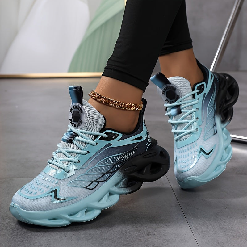 Sneakers da Donna in Mesh Traspirante - Calzature Sportive Leggere con Suola Phylon, Effetto Rialzante, Design Blu e Bianco, Comfort per Tutte le Stagioni