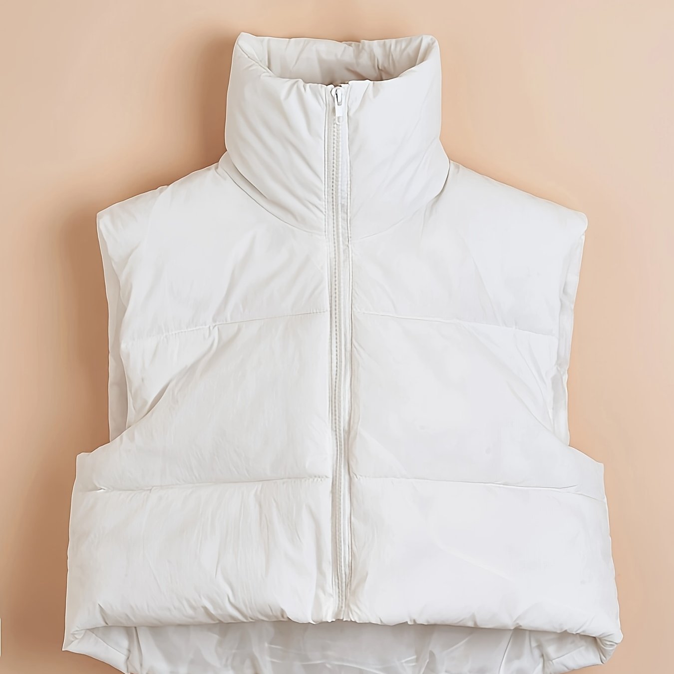 Gilet Imbottito Donna Collo Alto con Coulisse - Tinta Unita Caldo Spesso Inverno Smanicato Stile Casual Streetwear 200g/m²