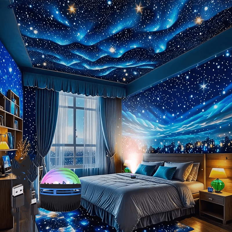 Lampada a Proiezione LED, Effetto Nebulosa con Alimentazione USB e Telecomando - Proiettore Galassia per Camera da Letto, Luce Notturna Ideale per Feste, Compleanni e Decorazione Casa