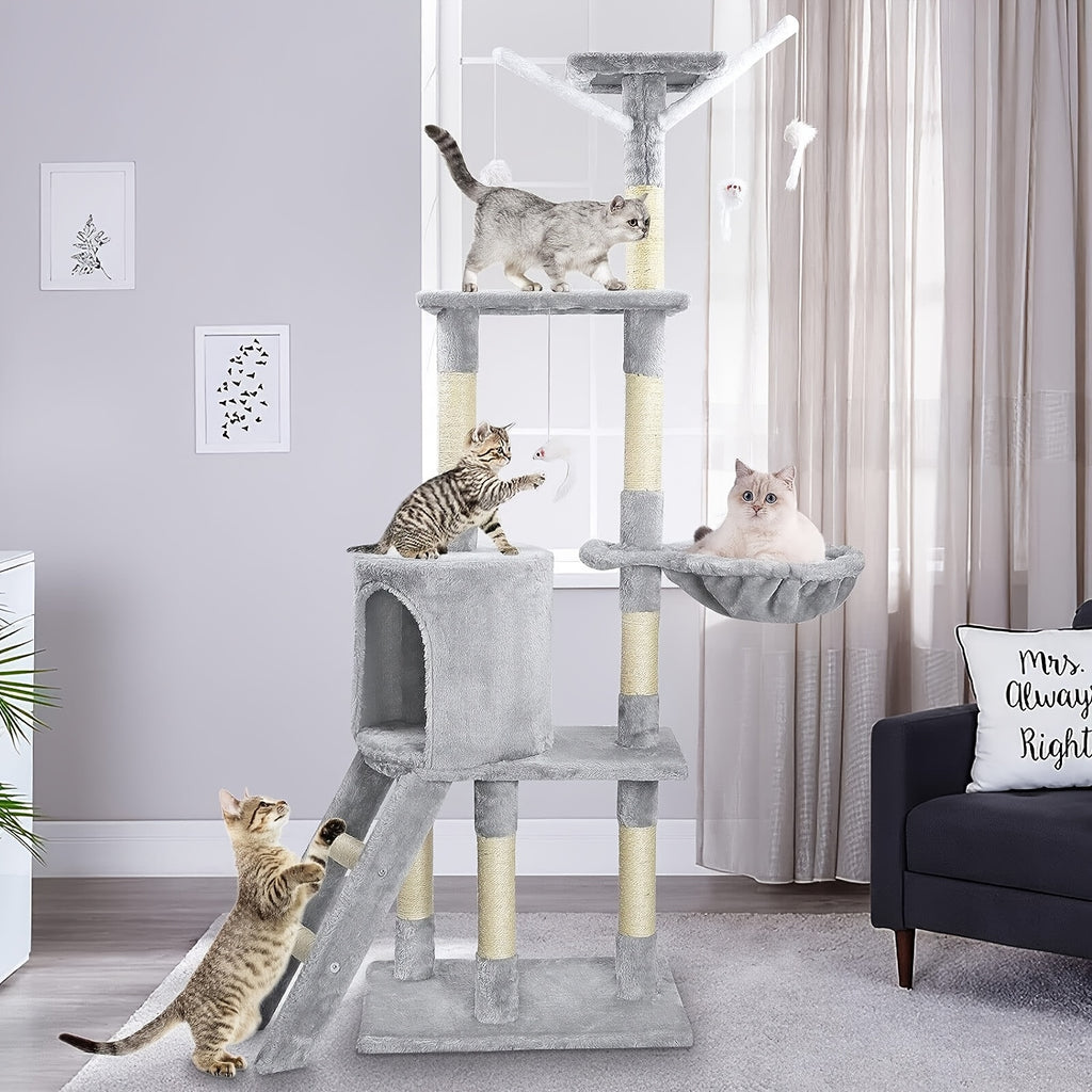 Torre Tiragraffi Multi-Livello 140cm - Centro Attività per Gatti