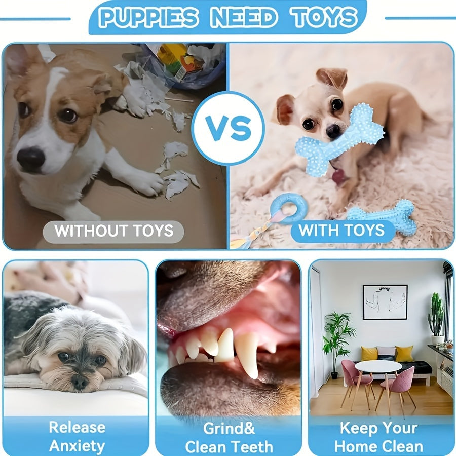 Set 6 Giocattoli da Masticare per Cuccioli - Gomma Resistente e Atossica