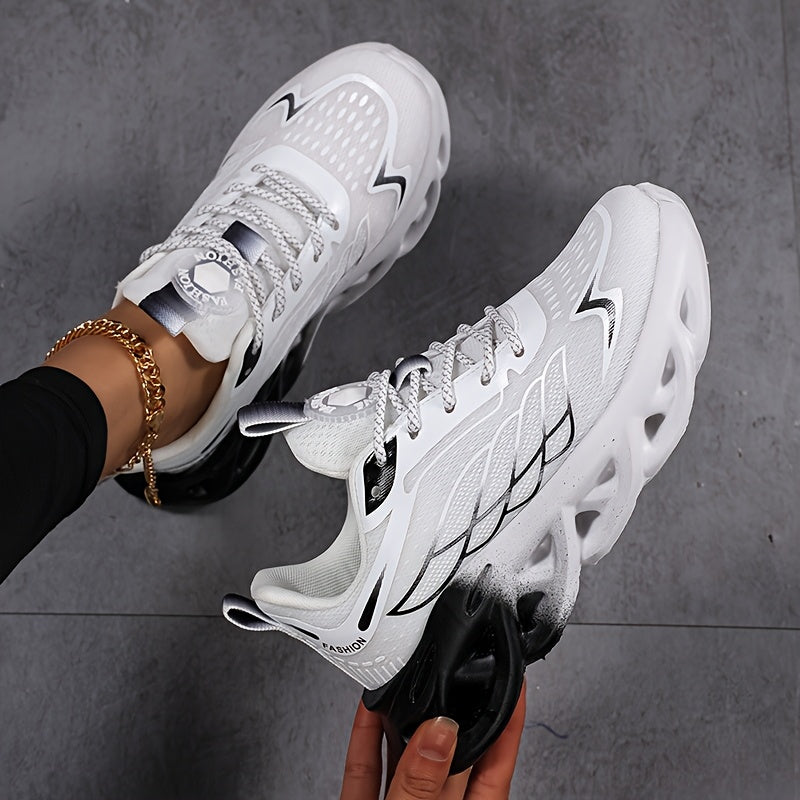 Sneakers da Donna in Mesh Traspirante - Calzature Sportive Leggere con Suola Phylon, Effetto Rialzante, Design Blu e Bianco, Comfort per Tutte le Stagioni